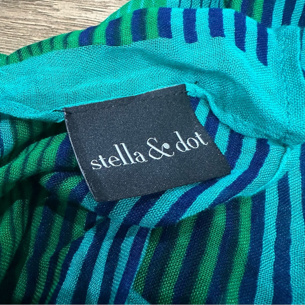 Stella & Dot large semi sheer scarf, wrap or sarong. Green & Blue.